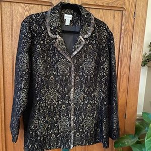 CHICO’S jacquard jacket gold metallic